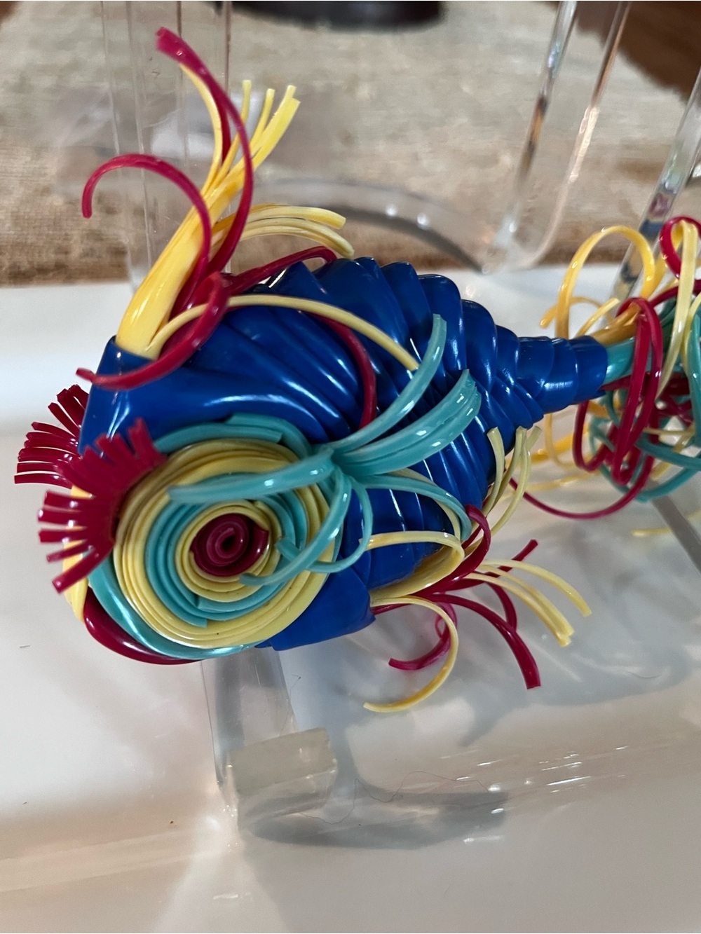 Plastiquarium David Edgar Coiled Fish Figures Art Recycled Art Red Lashes
